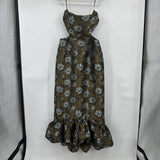 women Lulu's NWT Nathania Floral Jacquard Strapless Cutaway Bubble-Hem Maxi Olive Green Dress XL