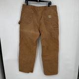 men Carhartt Double Knee Dungaree Distressed Hamilton Brown Pants 40x30