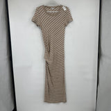 women James Perse Striped Knit Tan & Cream Dress S