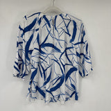 women Nordstrom Print Blouse White & Blue Woven Top S