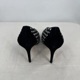 women L.K. Bennett Inferna Pointed Toe Geometric Woven Pumps Black & White Shoes 39.5