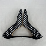 women L.K. Bennett Inferna Pointed Toe Geometric Woven Pumps Black & White Shoes 39.5