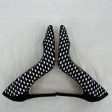 women L.K. Bennett Inferna Pointed Toe Geometric Woven Pumps Black & White Shoes 39.5
