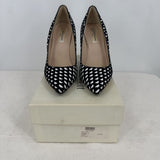 women L.K. Bennett Inferna Pointed Toe Geometric Woven Pumps Black & White Shoes 39.5