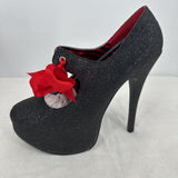 women Bordello NIB Teeze-04 Glitter Platform Pumps Black Shoes 8