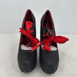 women Bordello NIB Teeze-04 Glitter Platform Pumps Black Shoes 8