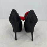 women Bordello NIB Teeze-04 Glitter Platform Pumps Black Shoes 8