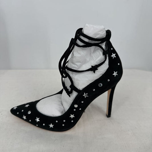 women Isa Tapia NIB Walska Suede Star-Studded Pumps Black Shoes 38/7.5
