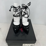 women Isa Tapia NIB Walska Suede Star-Studded Pumps Black Shoes 38/7.5