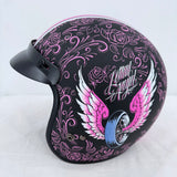 New Vega X-380 Open Face Motorcycle Helmet Lethal Angel Pink Wings w/Bag Uncatagorized XL