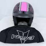 New Vega X-380 Open Face Motorcycle Helmet Lethal Angel Pink Wings w/Bag Uncatagorized XL