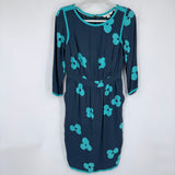 women Boden Tipped Clover Fit and Flare Teal Turquoise Dress 4