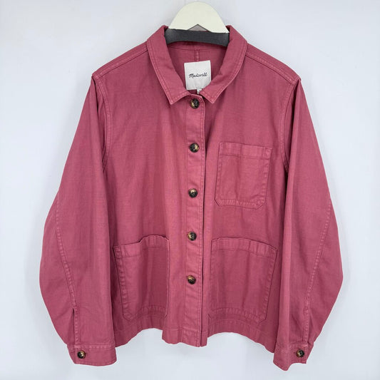 women Madewell Garment Dyed Ashwood Chore Coat Rose Jacket 3X