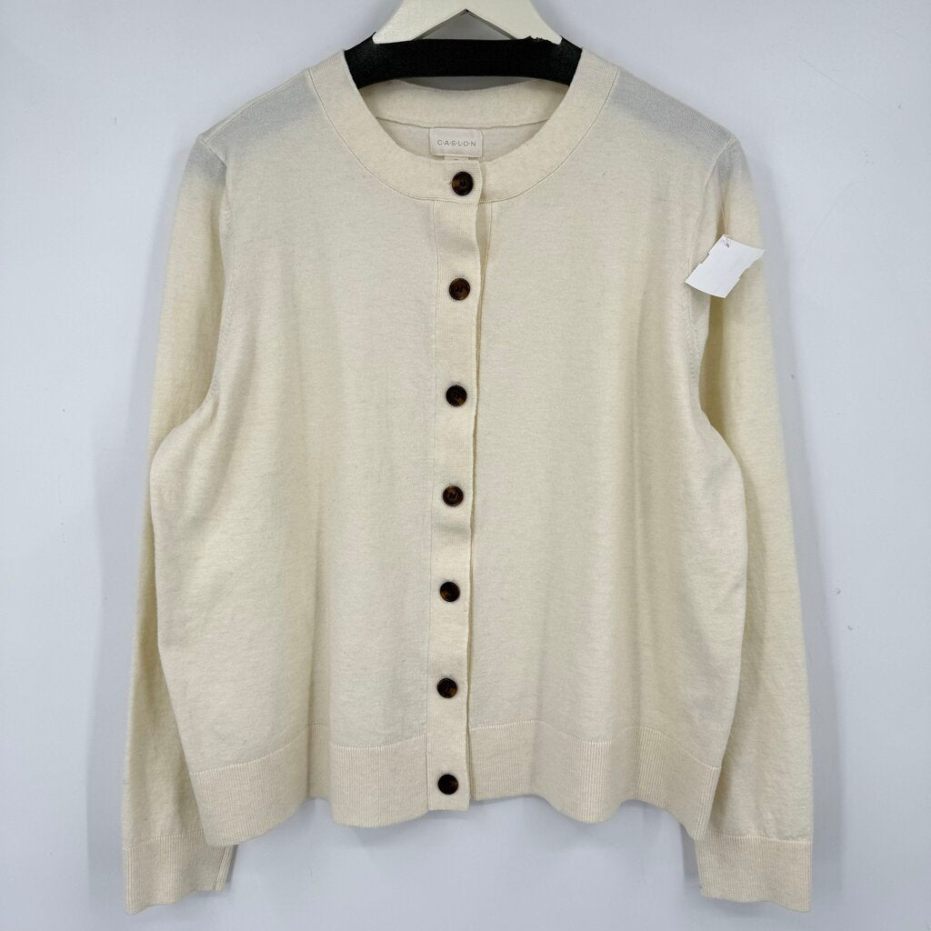 women Caslon Cardigan Cream Sweater 2X