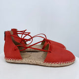 women Eileen Fisher Leather Lace Up Espadrilles Orange Tan Shoes 7