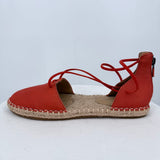 women Eileen Fisher Leather Lace Up Espadrilles Orange Tan Shoes 7