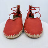 women Eileen Fisher Leather Lace Up Espadrilles Orange Tan Shoes 7