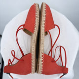women Eileen Fisher Leather Lace Up Espadrilles Orange Tan Shoes 7