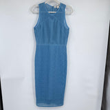 women Diane Von Furstenberg Chain & Twig Lace Sheath Sky Blue Dress 4