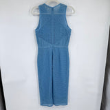 women Diane Von Furstenberg Chain & Twig Lace Sheath Sky Blue Dress 4