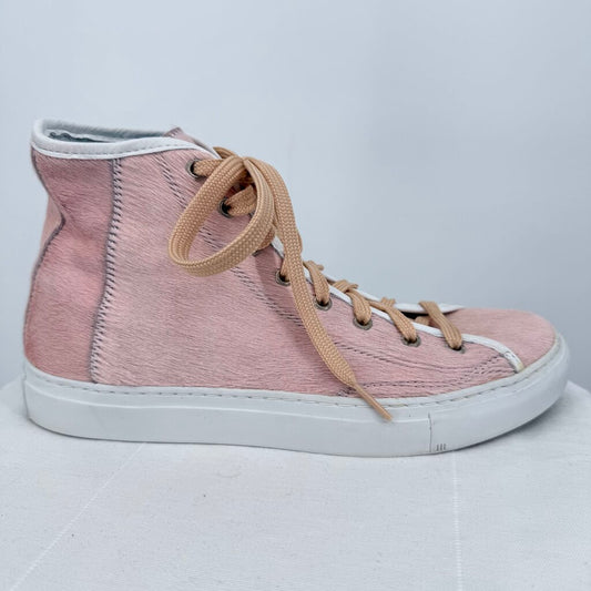 unisex Diemme Veneto High Italian Calf Hair Pink White Shoes IT40/US W 9.5 & M 7.5