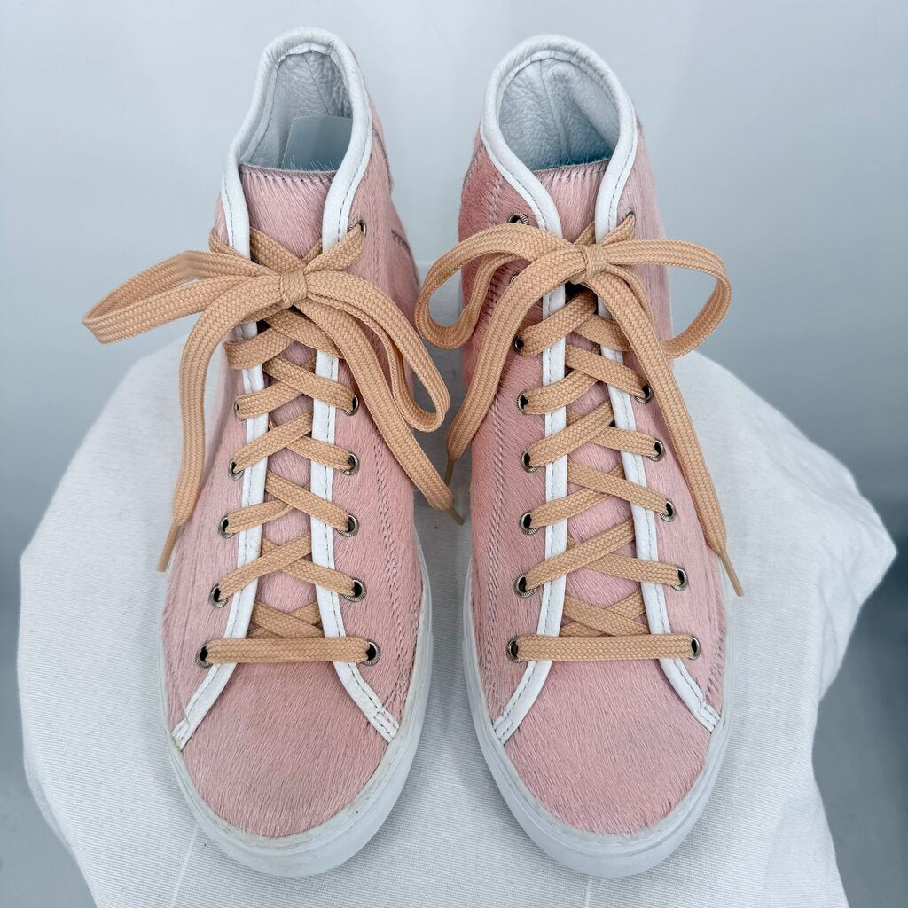 unisex Diemme Veneto High Italian Calf Hair Pink White Shoes IT40/US W 9.5 & M 7.5