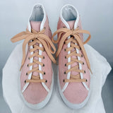 unisex Diemme Veneto High Italian Calf Hair Pink White Shoes IT40/US W 9.5 & M 7.5
