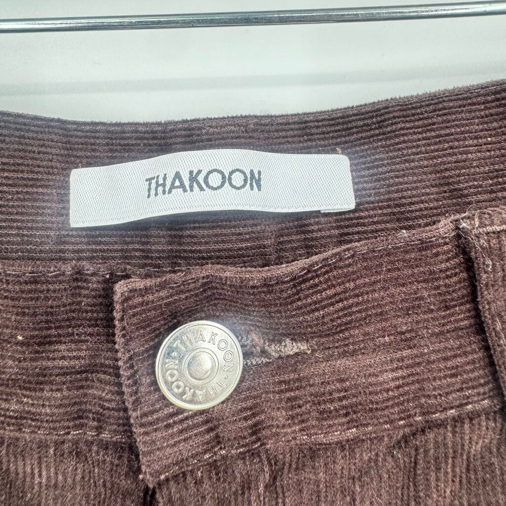 women Thakoon Striaght Leg Corduroy Chocolate Brown Pants 8