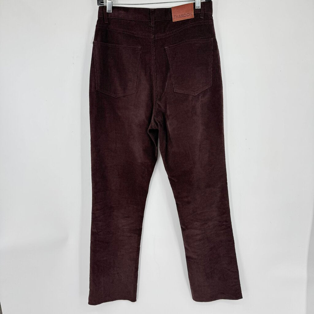 women Thakoon Striaght Leg Corduroy Chocolate Brown Pants 8