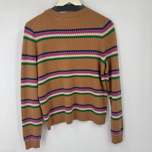 women Boden Striped Crew Tan Sweater M