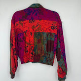 women Platinum by Dorothy Schoelen 80's Floral Blouse Red Purple Green Multi Vintage S