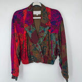 women Platinum by Dorothy Schoelen 80's Floral Blouse Red Purple Green Multi Vintage S