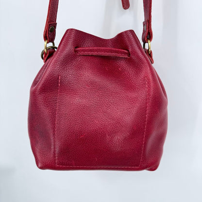 women Portland Leather Goods Small Bucket Bag Chili Red Purse