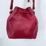 women Portland Leather Goods Small Bucket Bag Chili Red Purse