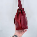 women Portland Leather Goods Small Bucket Bag Chili Red Purse