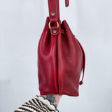 women Portland Leather Goods Small Bucket Bag Chili Red Purse