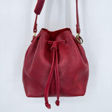 women Portland Leather Goods Small Bucket Bag Chili Red Purse