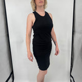 women James Perse Ruched Racerback Midi Black Dress 3/M-L