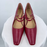 women C. Paravano Alva Double-Strap Block Heel Red Shoes 42/11.5