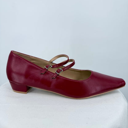 women C. Paravano Alva Double-Strap Block Heel Red Shoes 42/11.5