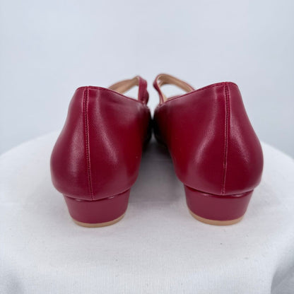 women C. Paravano Alva Double-Strap Block Heel Red Shoes 42/11.5