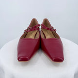 women C. Paravano Alva Double-Strap Block Heel Red Shoes 42/11.5