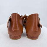 women Elf NEW Mangrove Cross-Strap Leather Ballet Flats Vintage Tan Shoes 7