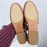 women Elf NEW Mangrove Cross-Strap Leather Ballet Flats Vintage Tan Shoes 7