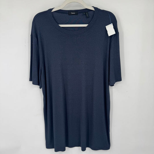 men Theory Short Sleeve Tee Navy Blue Knit Top XL