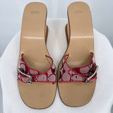 women Coach Vintage 90's Honey Wedge Sandals Red Tan Shoes 10B