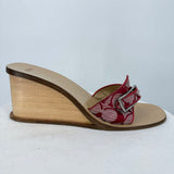 women Coach Vintage 90's Honey Wedge Sandals Red Tan Shoes 10B