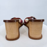 women Coach Vintage 90's Honey Wedge Sandals Red Tan Shoes 10B