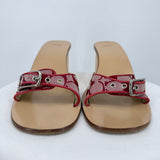 women Coach Vintage 90's Honey Wedge Sandals Red Tan Shoes 10B