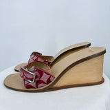 women Coach Vintage 90's Honey Wedge Sandals Red Tan Shoes 10B
